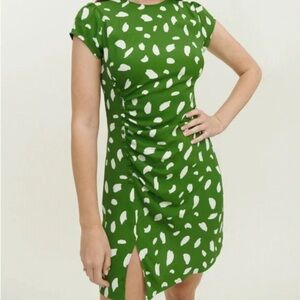 Reformation Green Sheath Mini Dress with Cap Sleeves